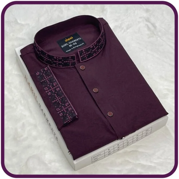 3013 (Code: 3013) - মেরুন কালার - চায়না স্টিজ কটন - জিওমেট্রিক ডিজাইন - Image 1